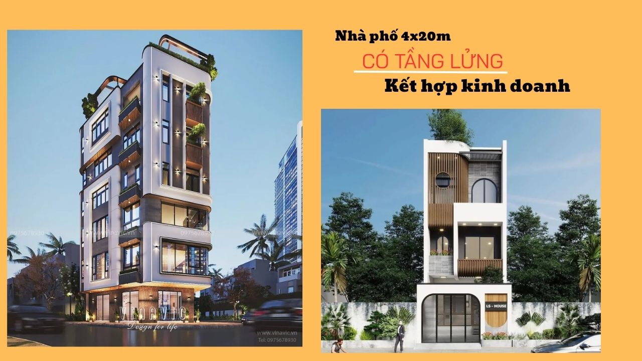 Gợi ý mẫu nhà phố 4x20 có tầng lửng kết hợp kinh doanh​ đẹp 