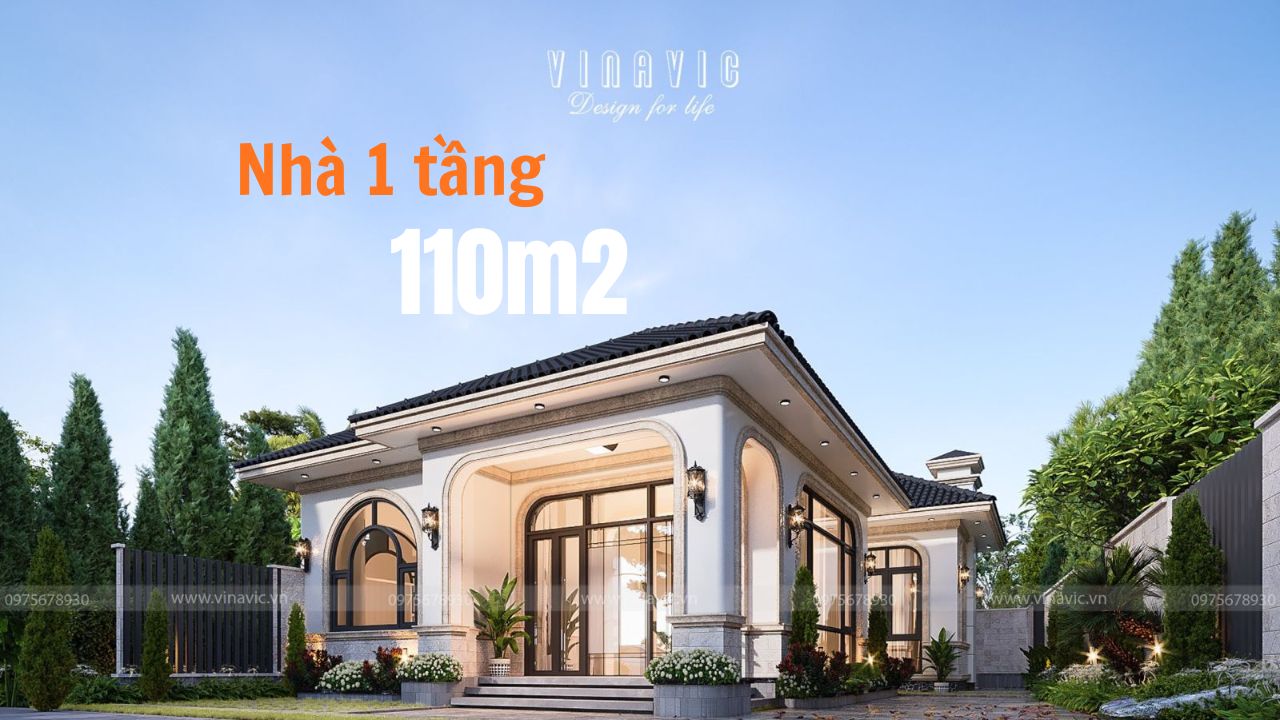 13+ Mẫu thiết kế nhà 1 tầng 110 m2​ chia công năng cực tiện nghi