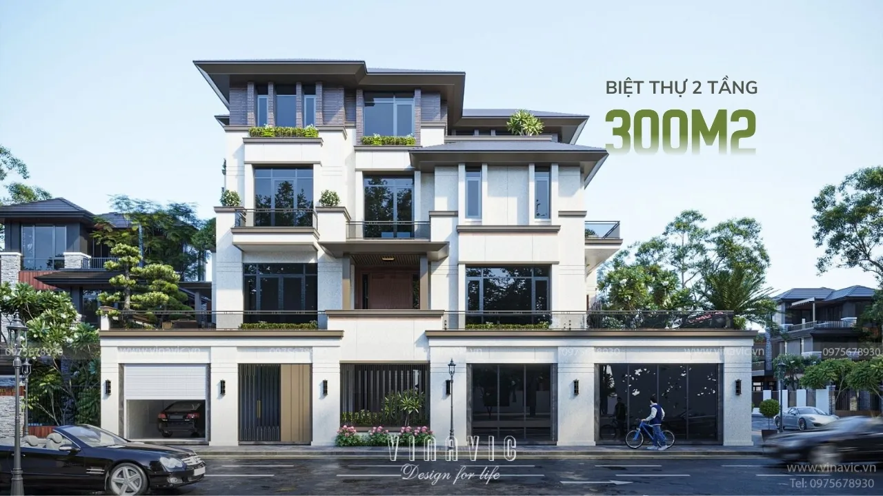 Top 100 Mẫu Thiết kế biệt thự 2 tầng 300m2 Sang Trọng Đẳng Cấp