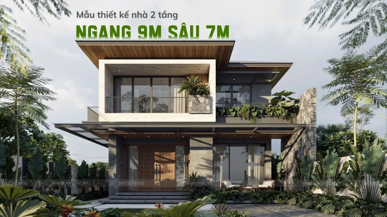 Tuyển tập mẫu thiết kế nhà 2 tầng ngang 9m sâu 7m chuẩn phong thủy và tối ưu công năng