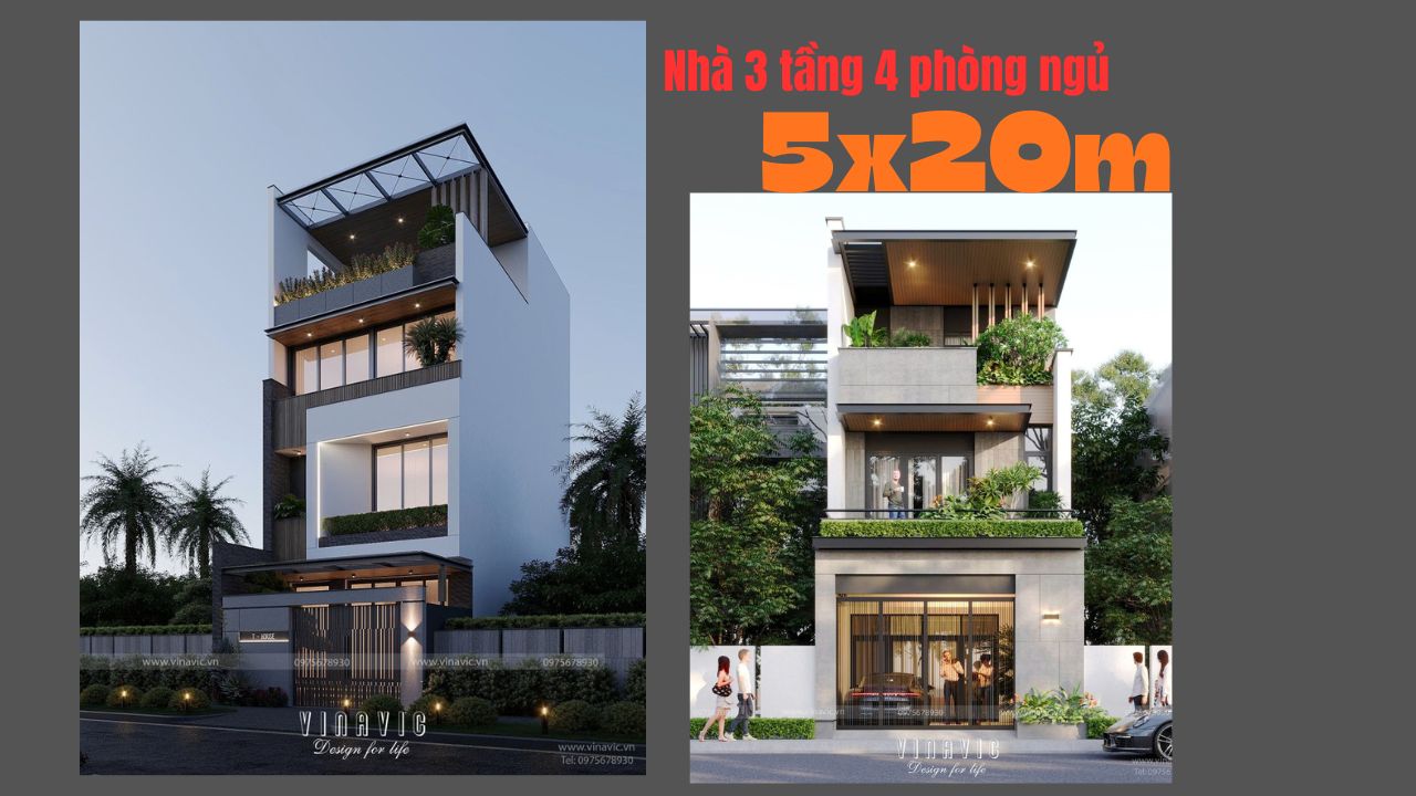 19 Ý tưởng thiết kế nhà 3 tầng 4 phòng ngủ 5x20​m đẹp và tiện nghi