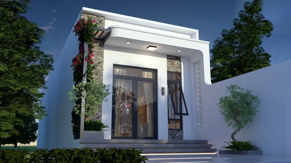 Thiết kế nhà 1 tầng 5x18m mái bằng hiện đại (Modern Style)