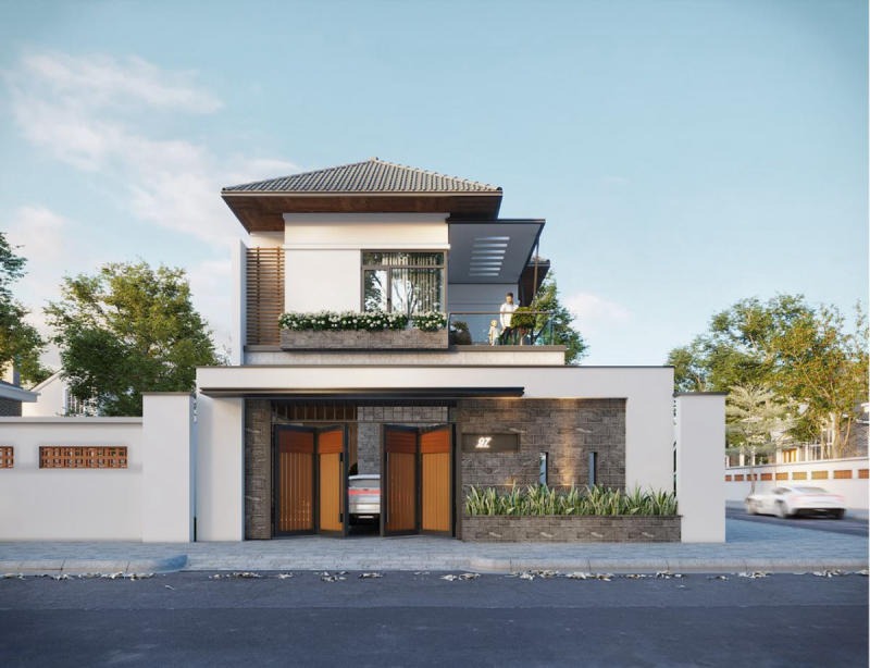 Mẫu nhà phố 2 tầng kiểu Nhật mặt tiền hẹp