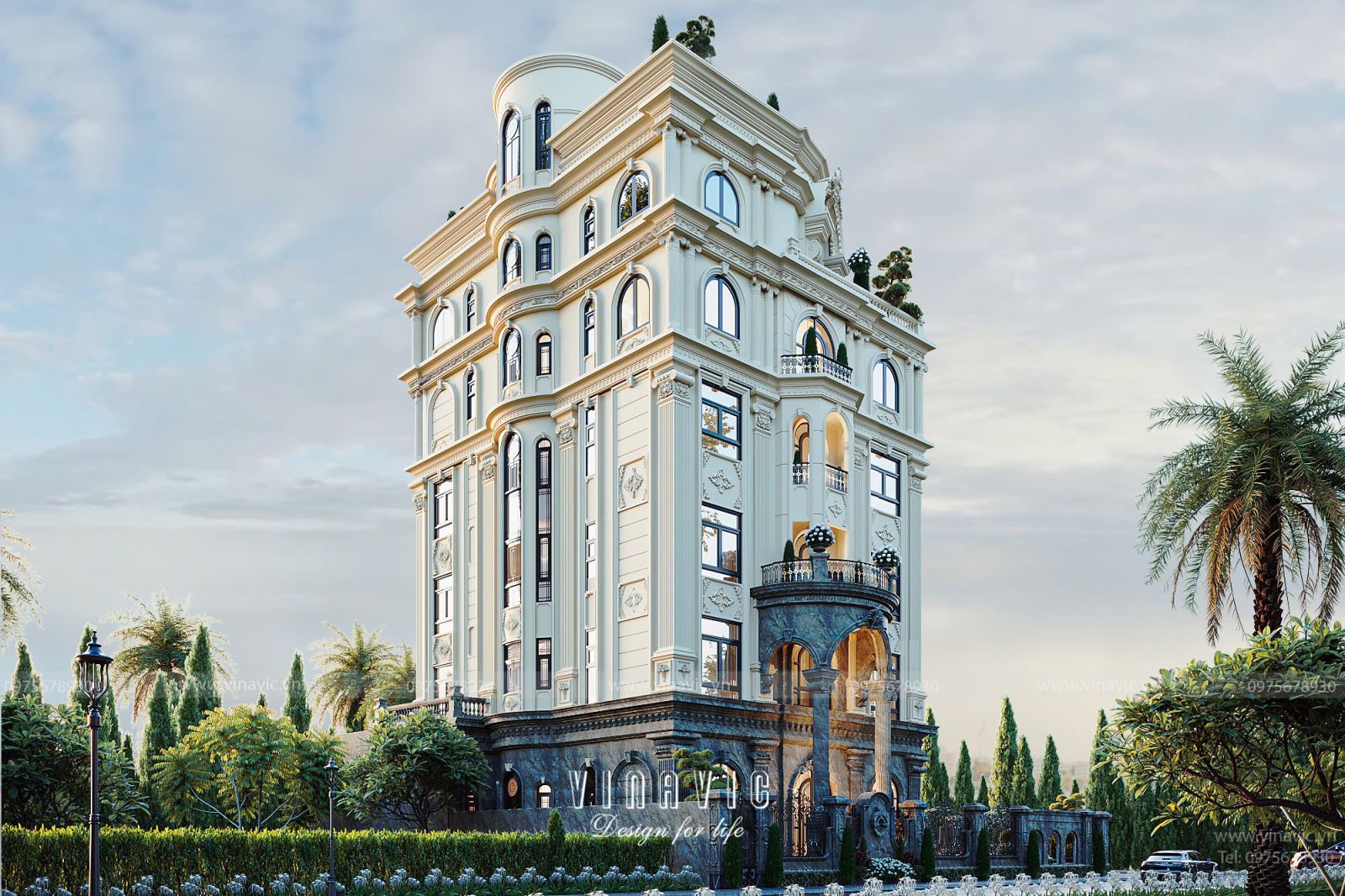 Điểm nhấn kiến trúc biệt thự Tân Cổ Điển Châu Âu 6 Tầng 