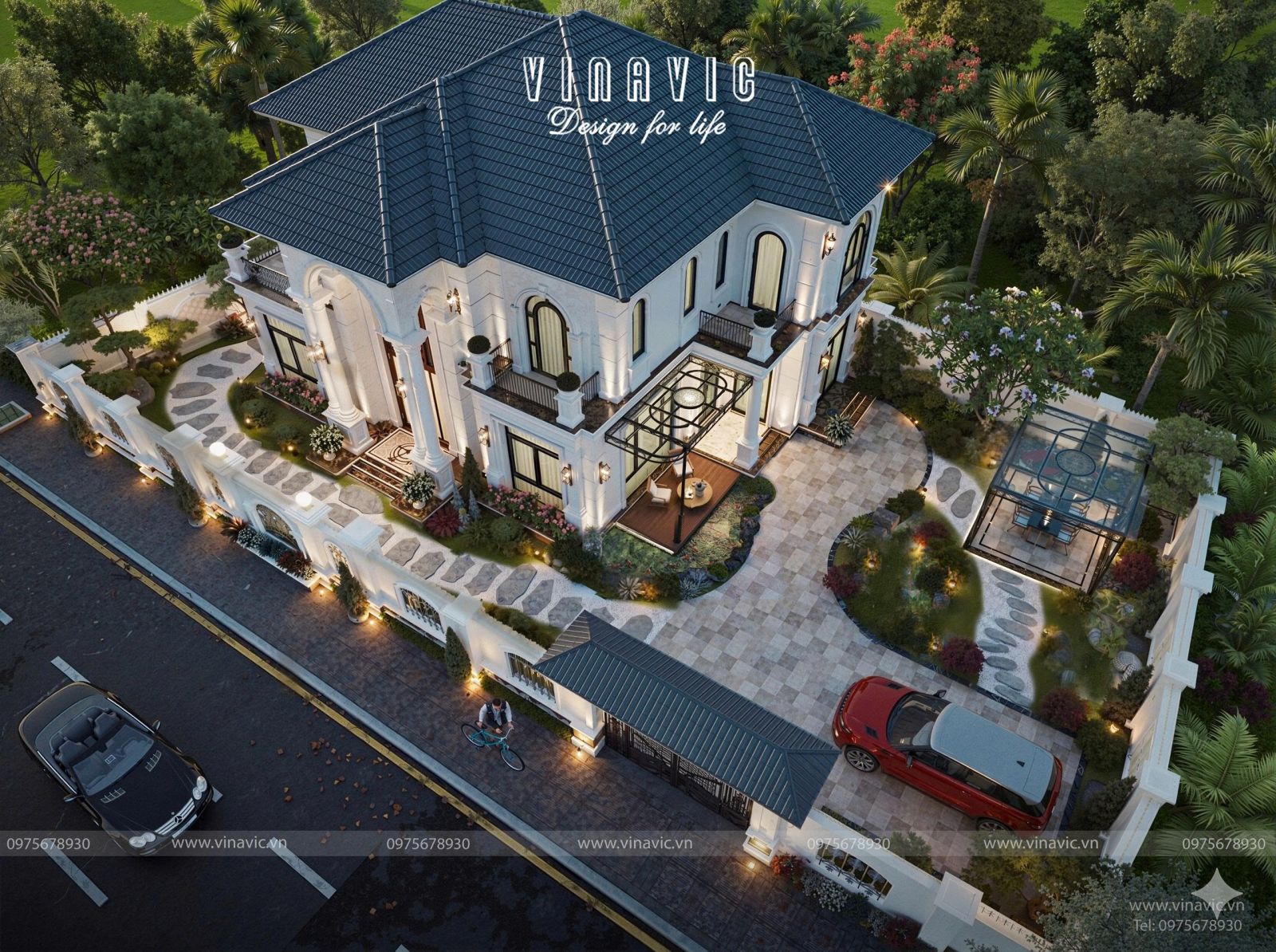 Thiết kế biệt thự 2 tầng tân cổ điển đẹp mái nhật 17x12m BT2444