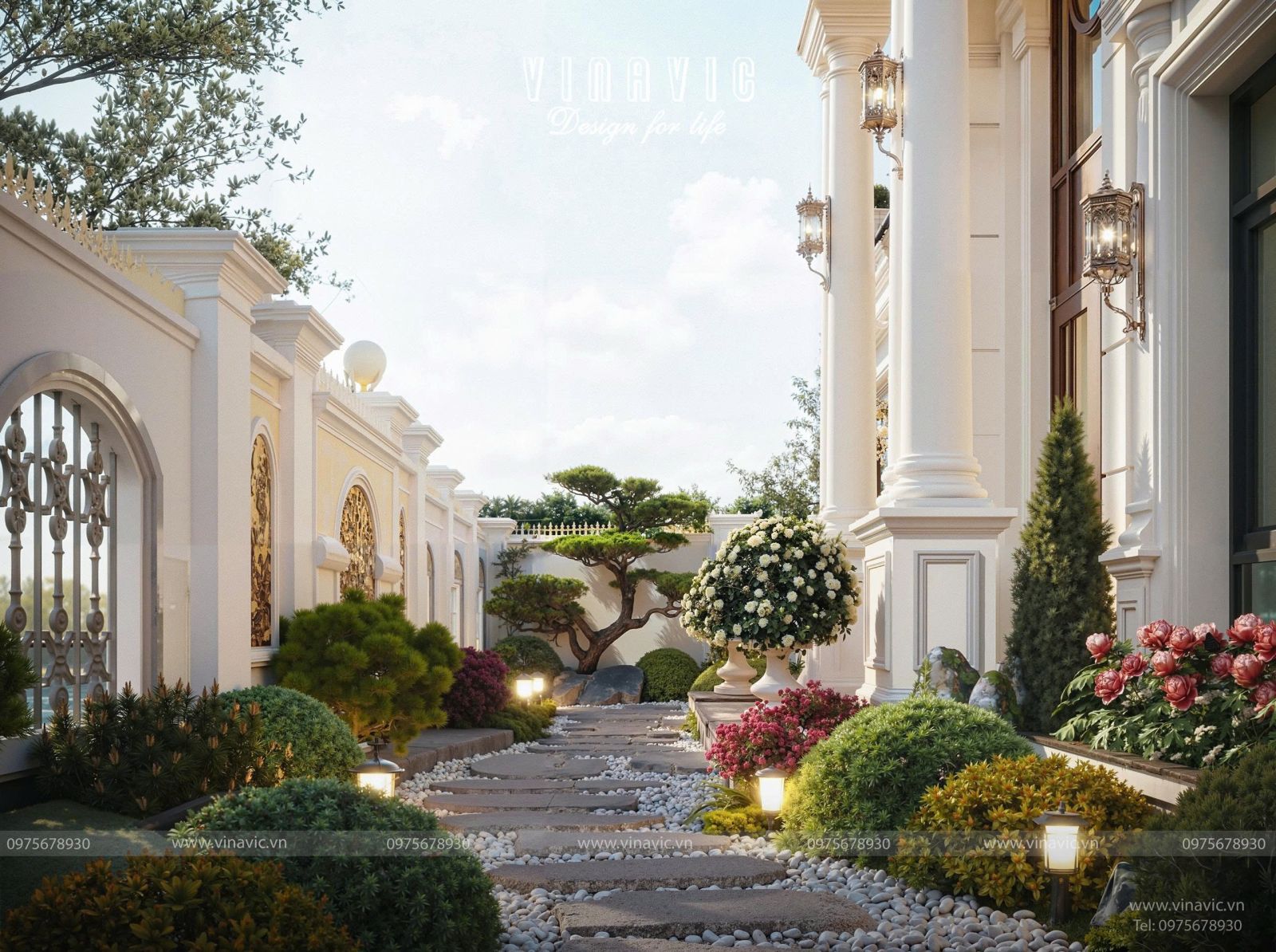 Thiết kế biệt thự 2 tầng tân cổ điển đẹp mái nhật 17x12m BT2444