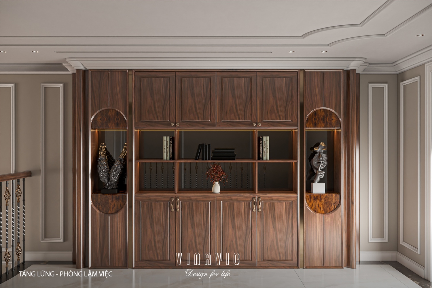 Thiết kế nội thất phòng làm việc nhà phố 4 tầng hiện đại có tầng lửng 6x12m NT2359