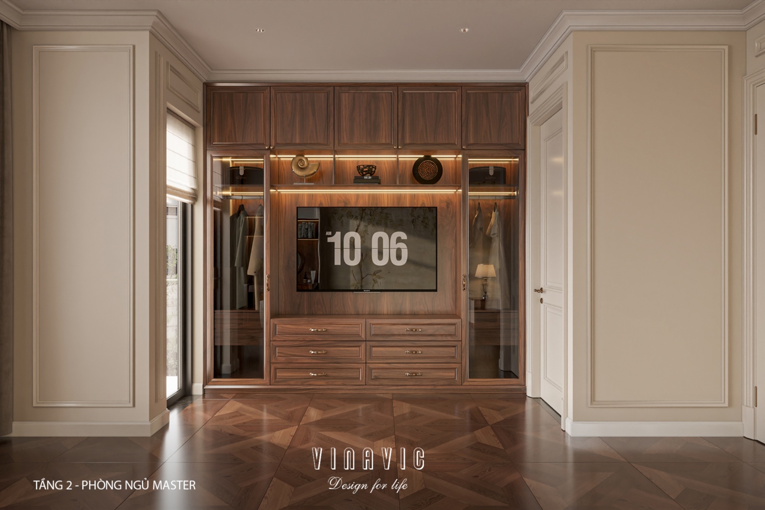 Thiết kế nội thất phòng ngủ master nhà phố 4 tầng hiện đại có tầng lửng 6x12m NT2359