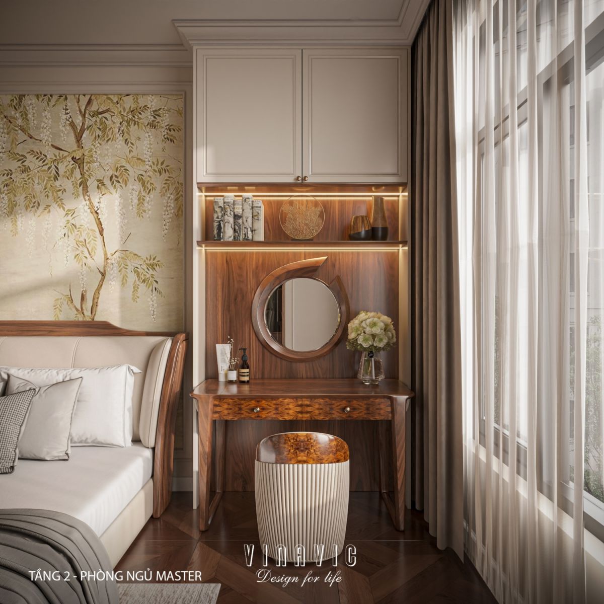Thiết kế nội thất phòng ngủ master nhà phố 4 tầng hiện đại có tầng lửng 6x12m NT2359