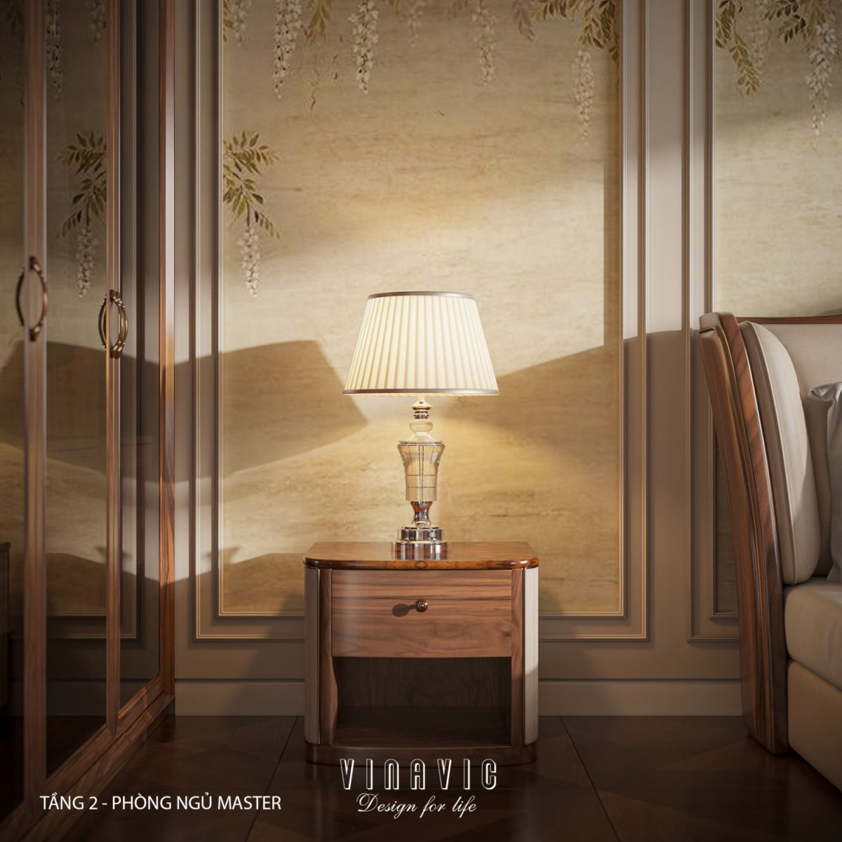 Thiết kế nội thất phòng ngủ master nhà phố 4 tầng hiện đại có tầng lửng 6x12m NT2359