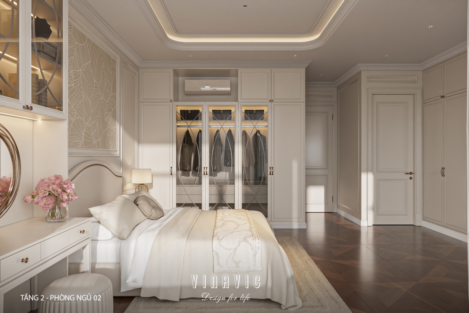 Thiết kế nội thất phòng ngủ tầng 2 nhà phố 4 tầng hiện đại có tầng lửng 6x12m NT2359