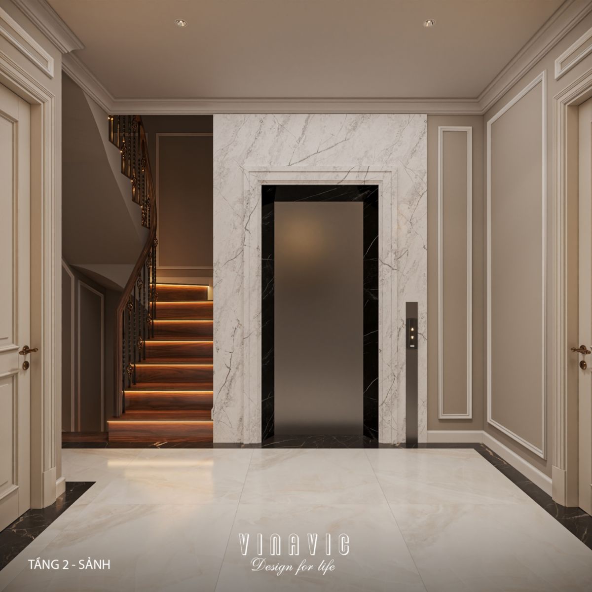 Thiết kế nội thất tầng lửng nhà phố 4 tầng hiện đại có tầng lửng 6x12m NT2359