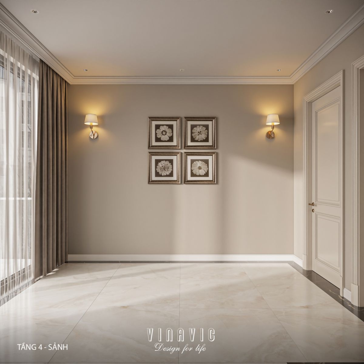 Thiết kế nội thất sảnh nhà phố 4 tầng hiện đại có tầng lửng 6x12m NT2359