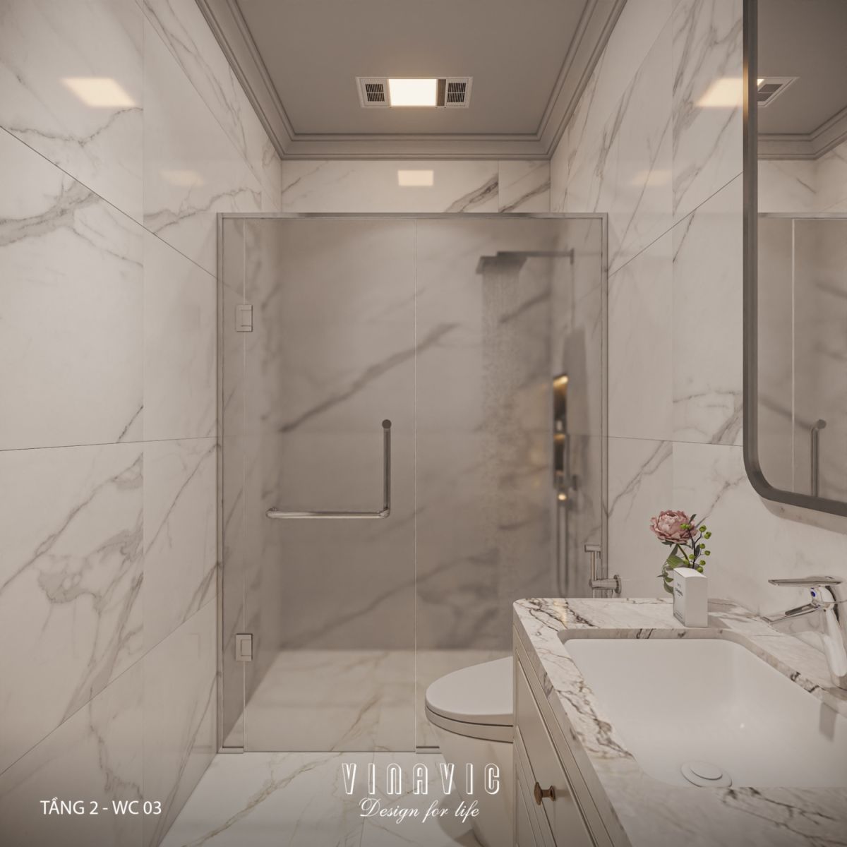 Thiết kế nhà vệ sinh nhà phố hiện đại có tầng lửng 6x12m NT2359