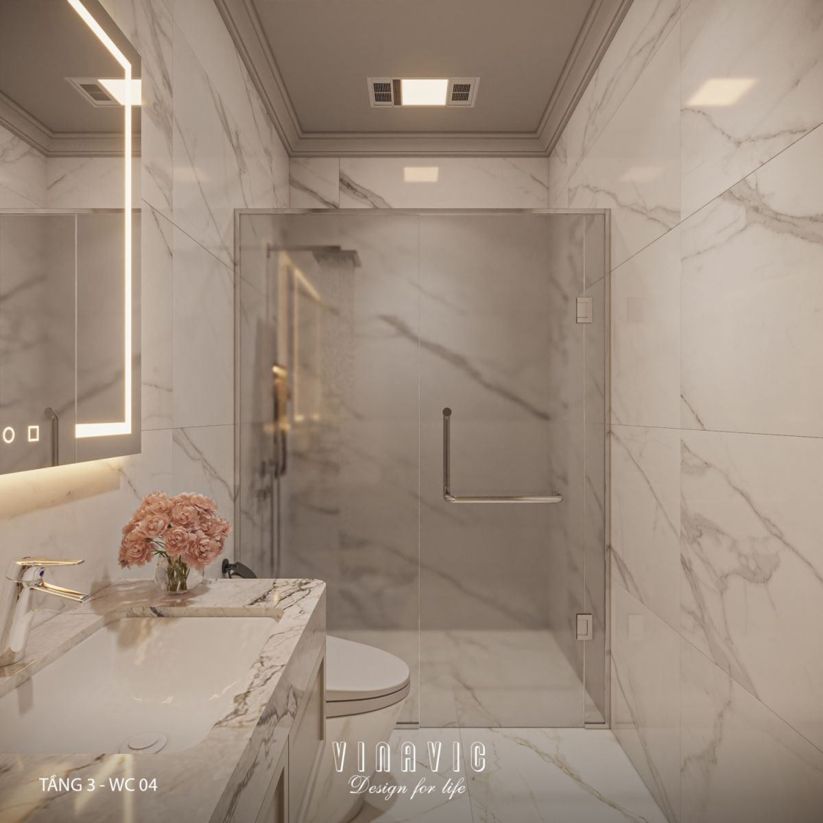 Thiết kế nhà vệ sinh nhà phố hiện đại có tầng lửng 6x12m NT2359