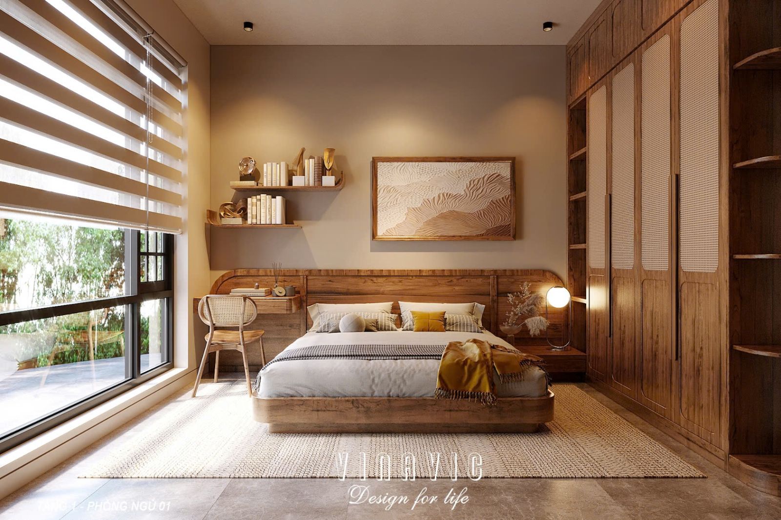 Nội thất phòng ngủ hiện đại biệt thự 9x14m (CĐT Mrs Hà - Hà Nội) NT2354