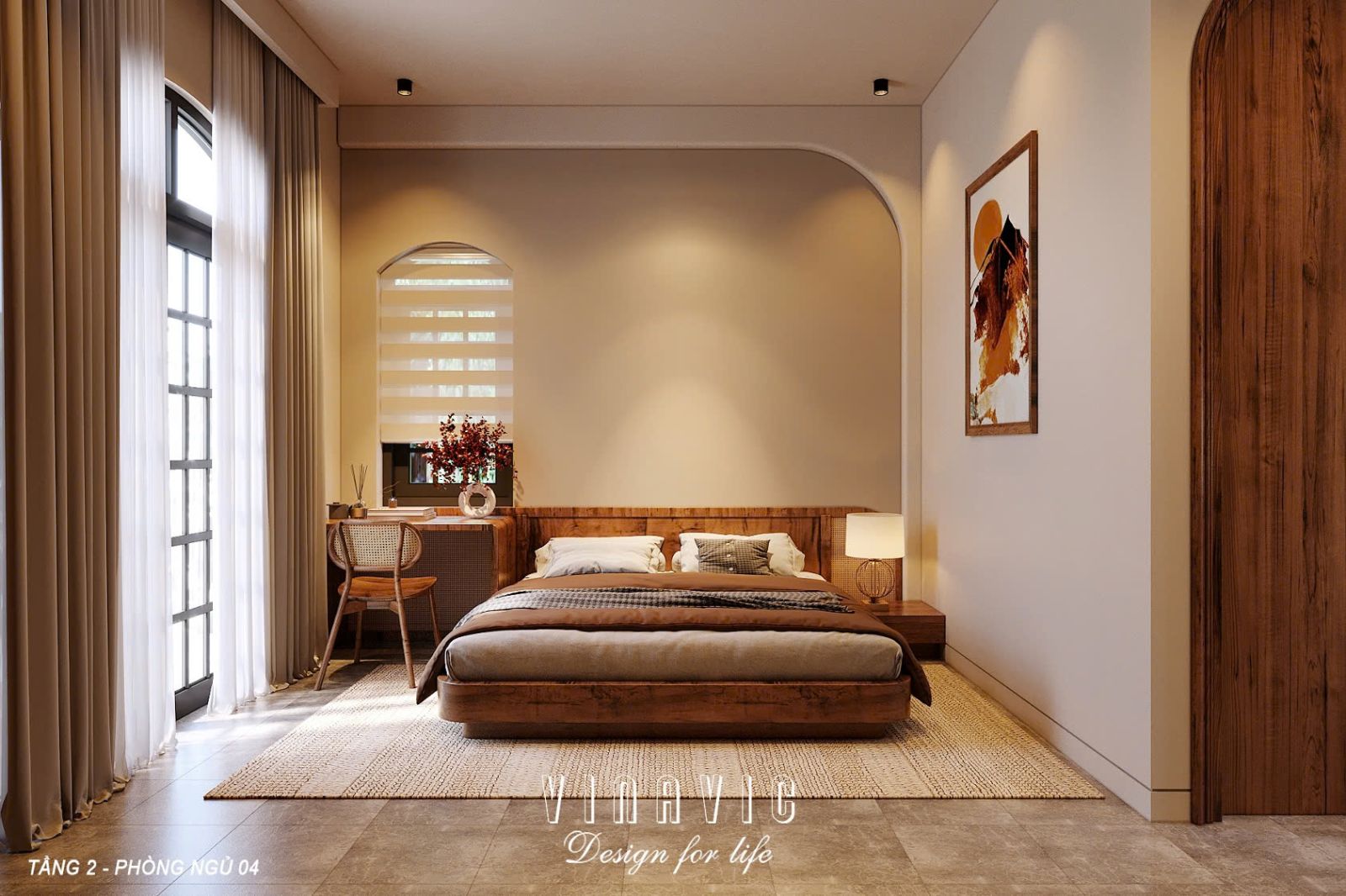 Nội thất phòng ngủ hiện đại biệt thự 9x14m (CĐT Mrs Hà - Hà Nội) NT2354