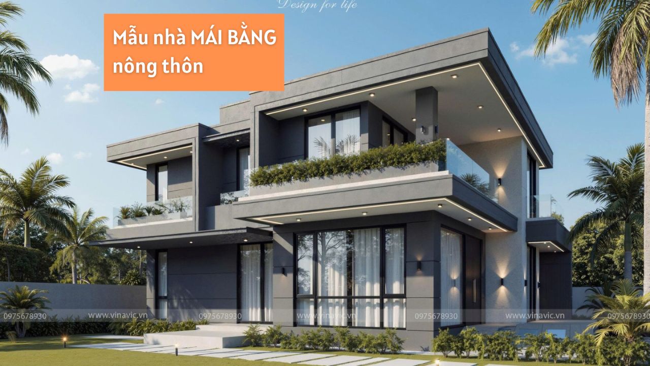 Mẫu nhà mái bằng nông thôn đẹp, tiết kiệm chi phí