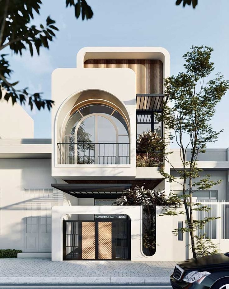 Thiết kế nhà 40m2 1 trệt 1 lầu dùng cửa kính lớn, màu sáng giúp không gian thông thoáng và rộng rãi