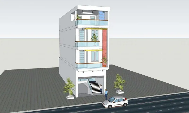 Nhà phố 5x20m có Tầng hầm chìm hoàn toàn (Full Basement)