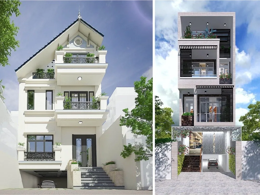 Mẫu nhà phố Tân cổ điển 5x20 có tầng hầm sang trọng