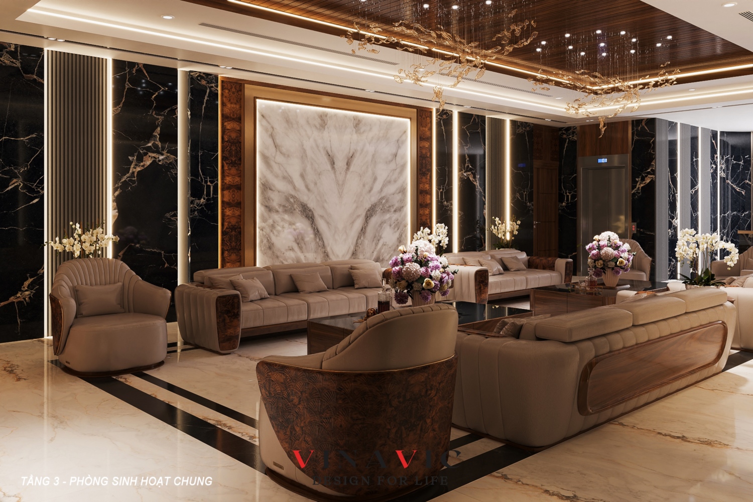 Nội thất phòng sinh hoạt chung tầng 3