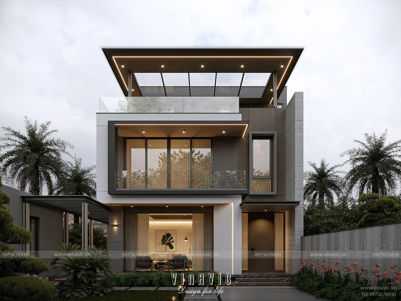 Mẫu thiết kế biệt thự hiện đại màu trắng hợp mệnh kim cho tuổi ất sửu 1985
