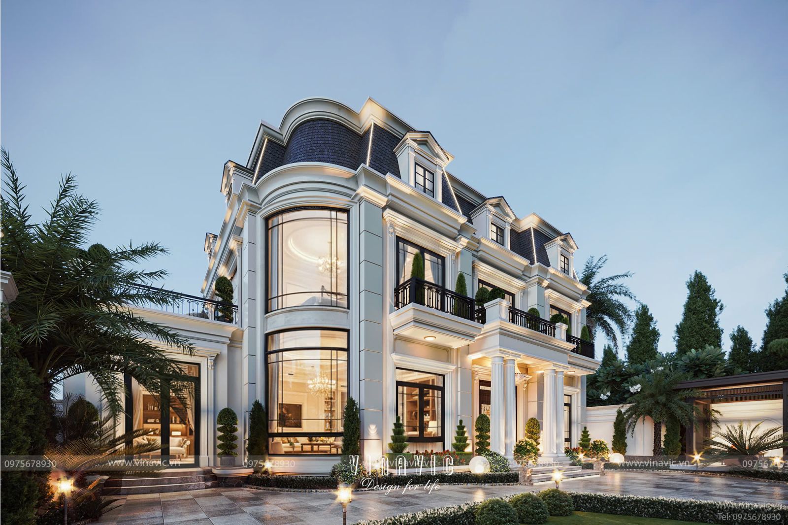 Mẫu thiết kế biệt thự 2 tầng tân cổ điển mái Mansard đẹp đẳng cấp nhất Phú Thọ