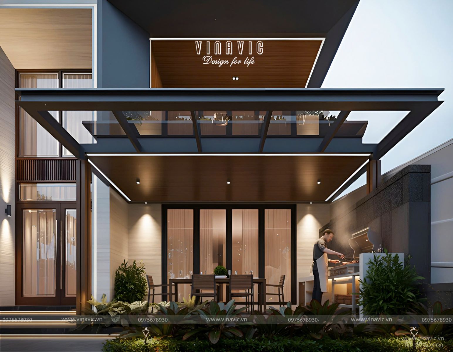 Bố trí mặt bằng công năng biệt thự hiện đại 3 tầng 10x30m BT2451