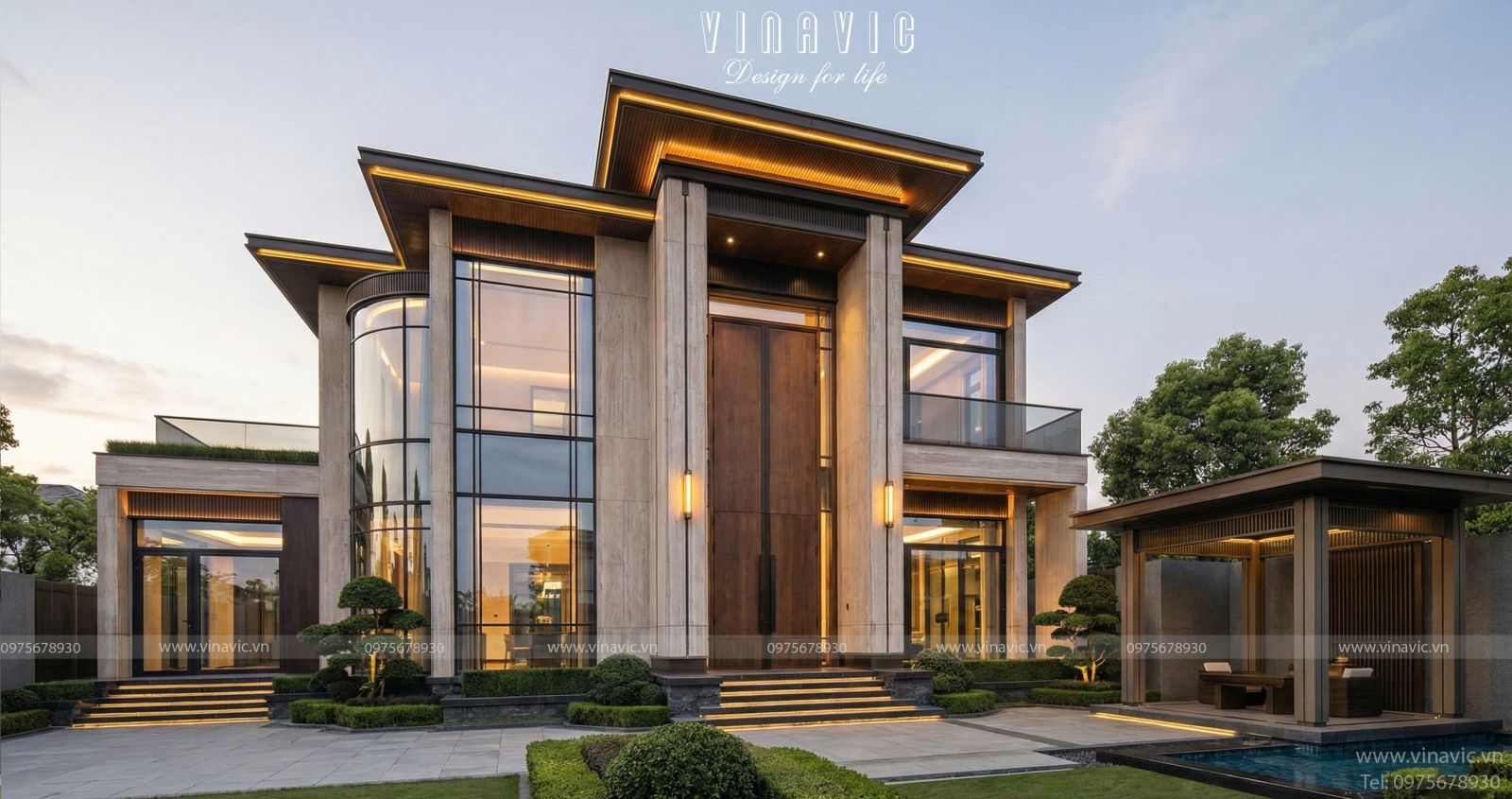 Phối cảnh góc biệt thự Modern Luxury 2 tầng tại Phú Thọ khoe trọn hình khối bề thế