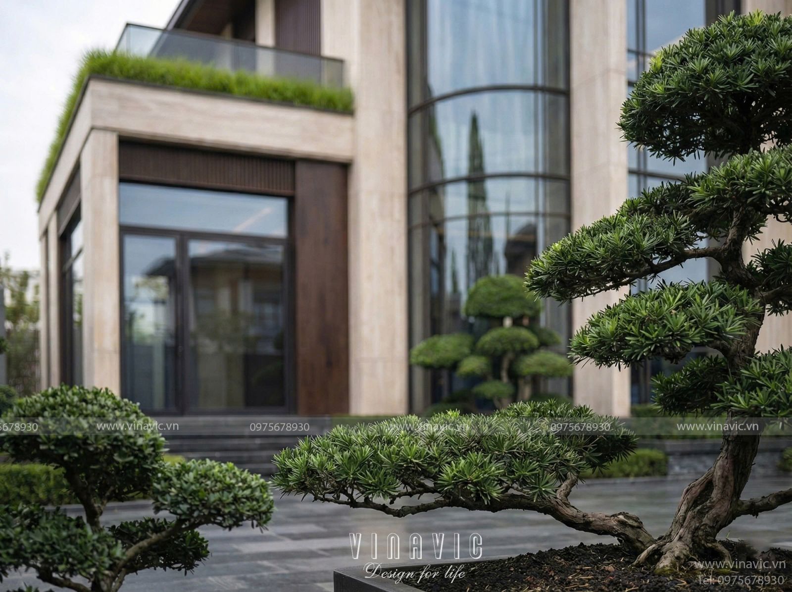 óc nhìn từ trên cao tổng thể khuôn viên biệt thự hiện đại 406m2 của Mr Tĩnh