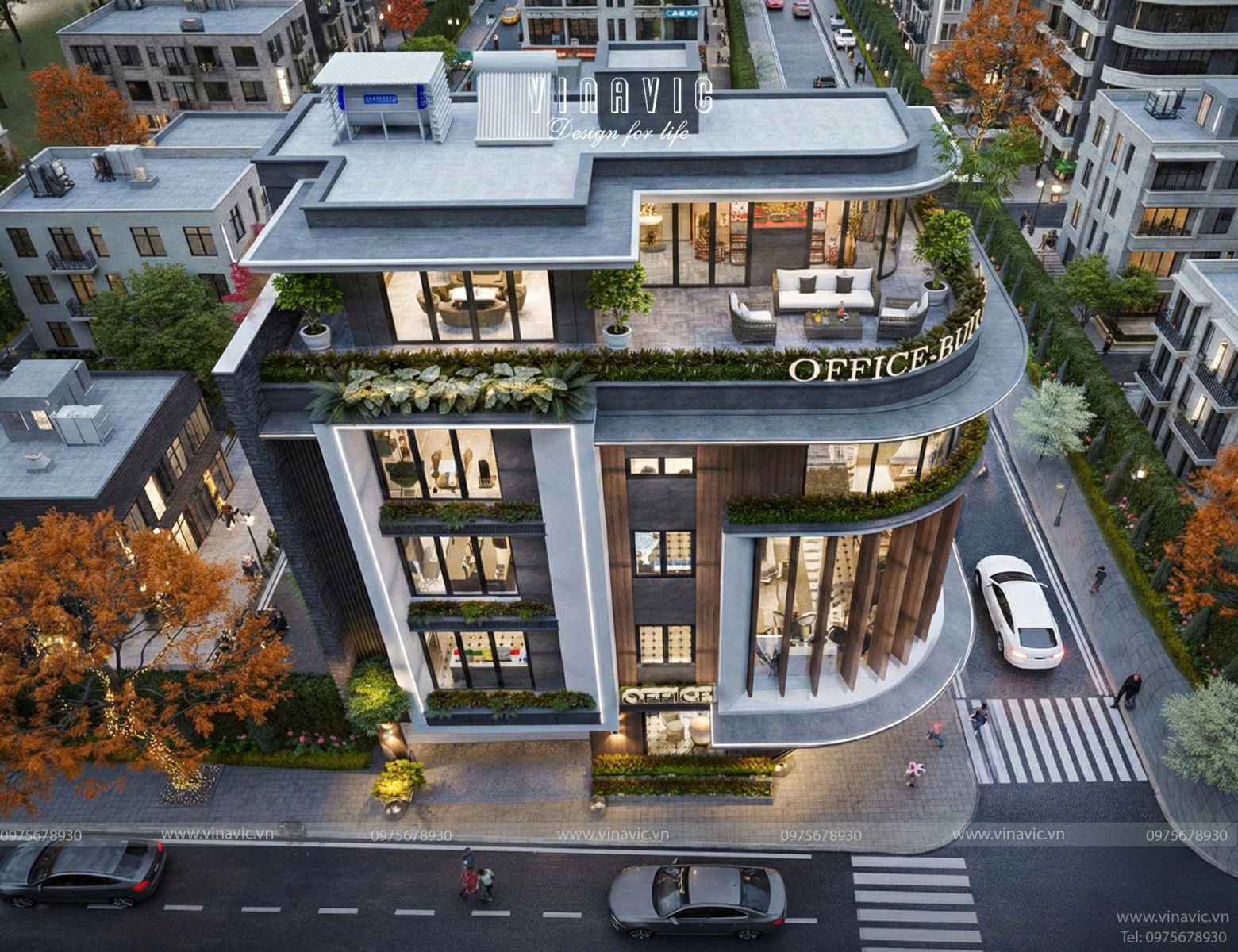 Không gian sân thượng, sân vườn và khu BBQ đẳng cấp trên tầng 5 nhà phố góc 2 mặt tiền 8x15m