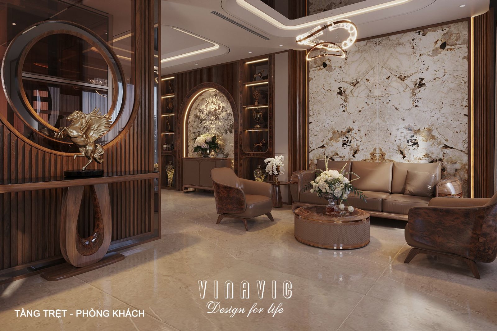 Nội thất tầng trệt phòng khách bếp biệt thự hiện đại 1 trệt 3 lầu 7x17m (CĐT Mr Minh - HCM) NT2361