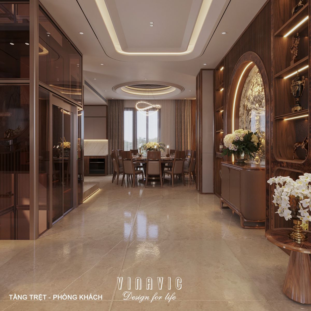 Nội thất tầng trệt phòng khách bếp biệt thự hiện đại 1 trệt 3 lầu 7x17m (CĐT Mr Minh - HCM) NT2361