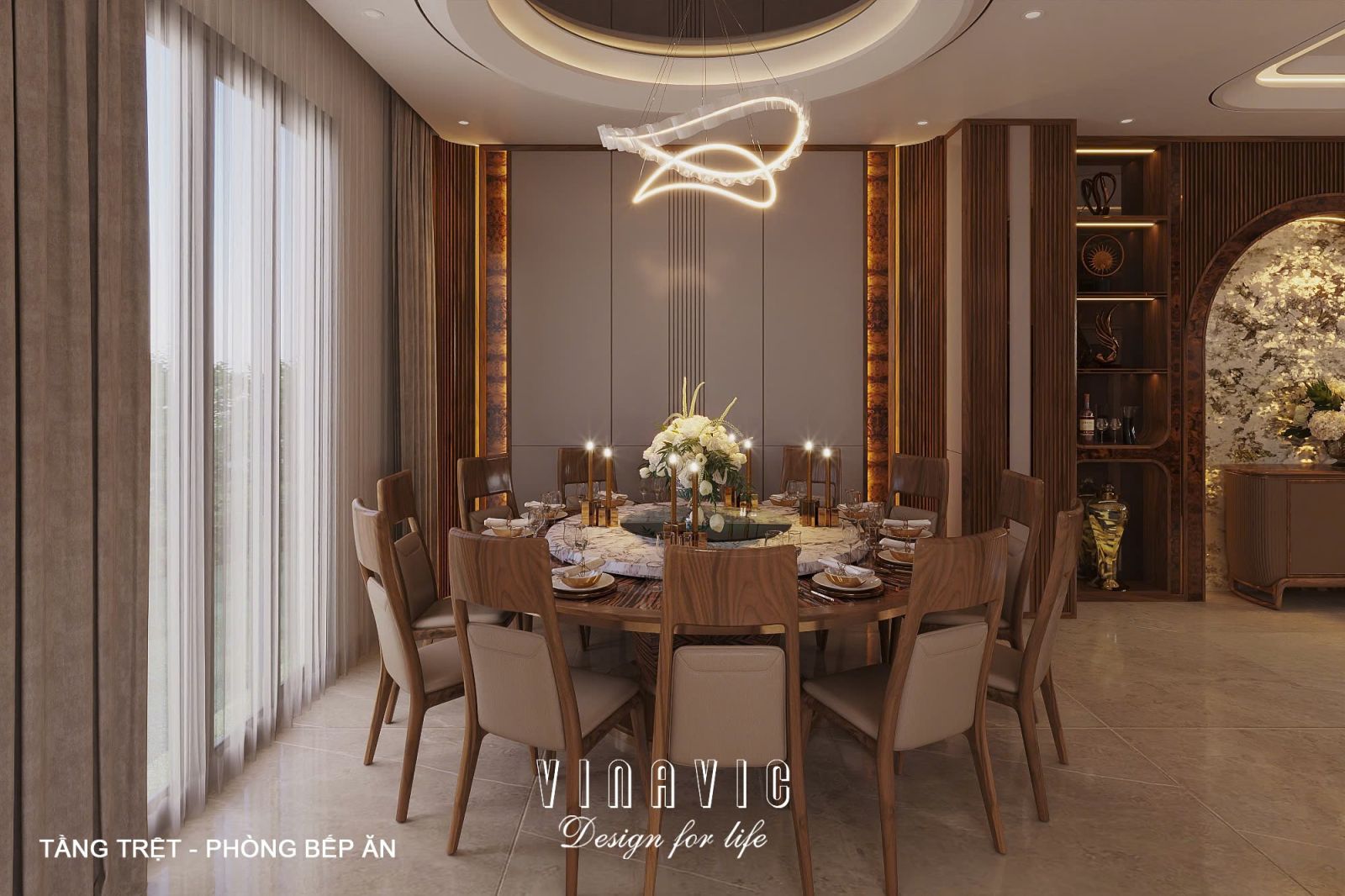 Nội thất tầng trệt phòng khách bếp biệt thự hiện đại 1 trệt 3 lầu 7x17m (CĐT Mr Minh - HCM) NT2361