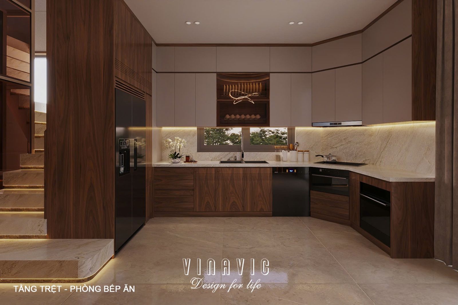 Nội thất tầng trệt phòng khách bếp biệt thự hiện đại 1 trệt 3 lầu 7x17m (CĐT Mr Minh - HCM) NT2361