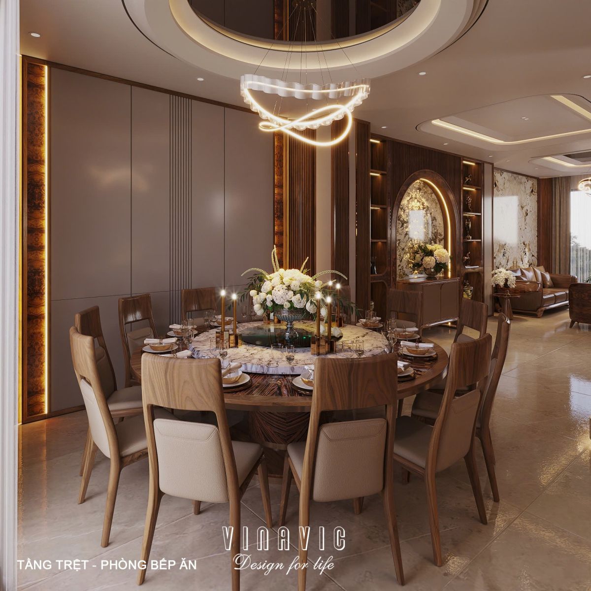 Nội thất tầng trệt phòng khách bếp biệt thự hiện đại 1 trệt 3 lầu 7x17m (CĐT Mr Minh - HCM) NT2361