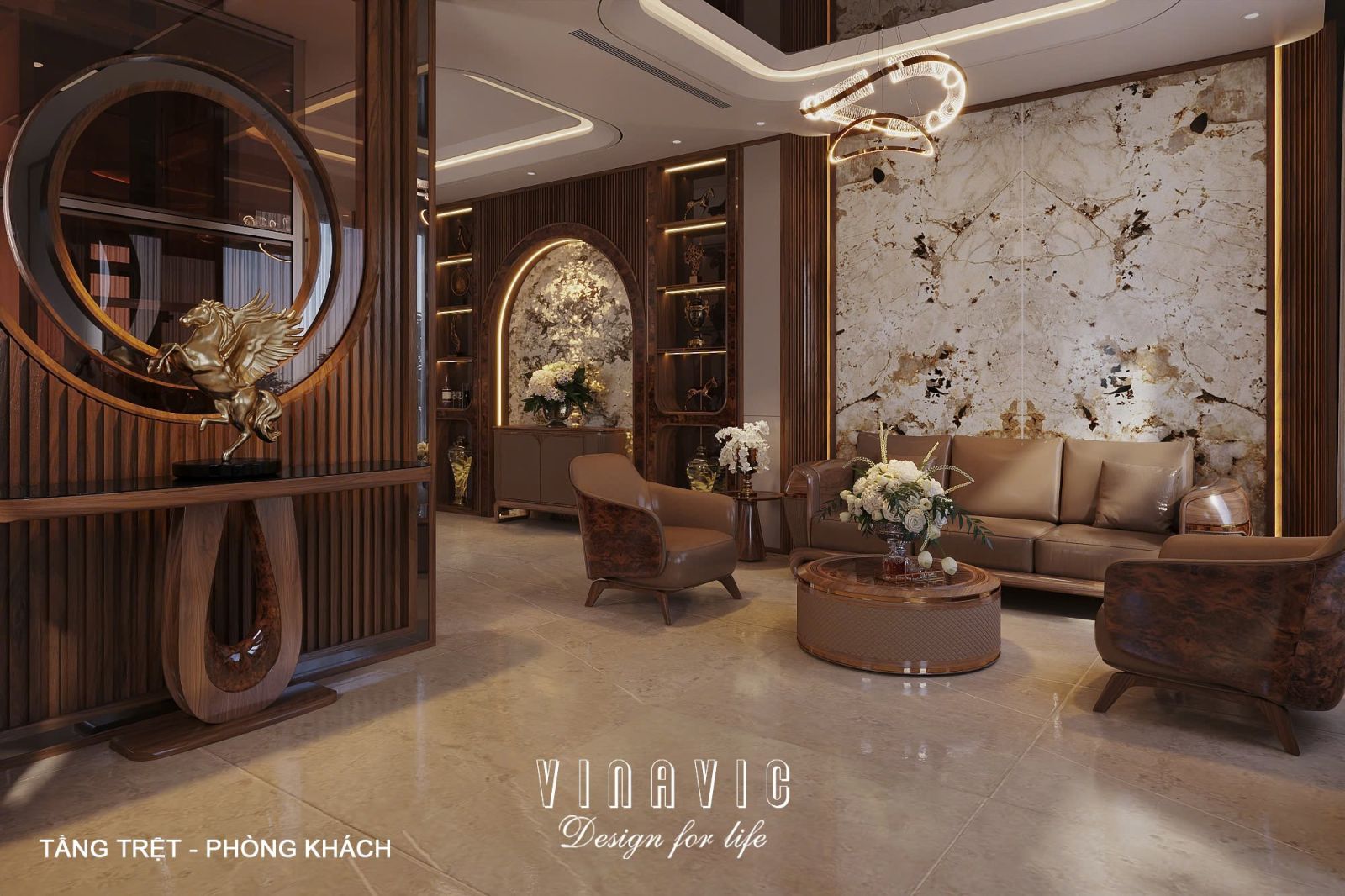 Nội thất tầng trệt phòng khách bếp biệt thự hiện đại 1 trệt 3 lầu 7x17m (CĐT Mr Minh - HCM) NT2361