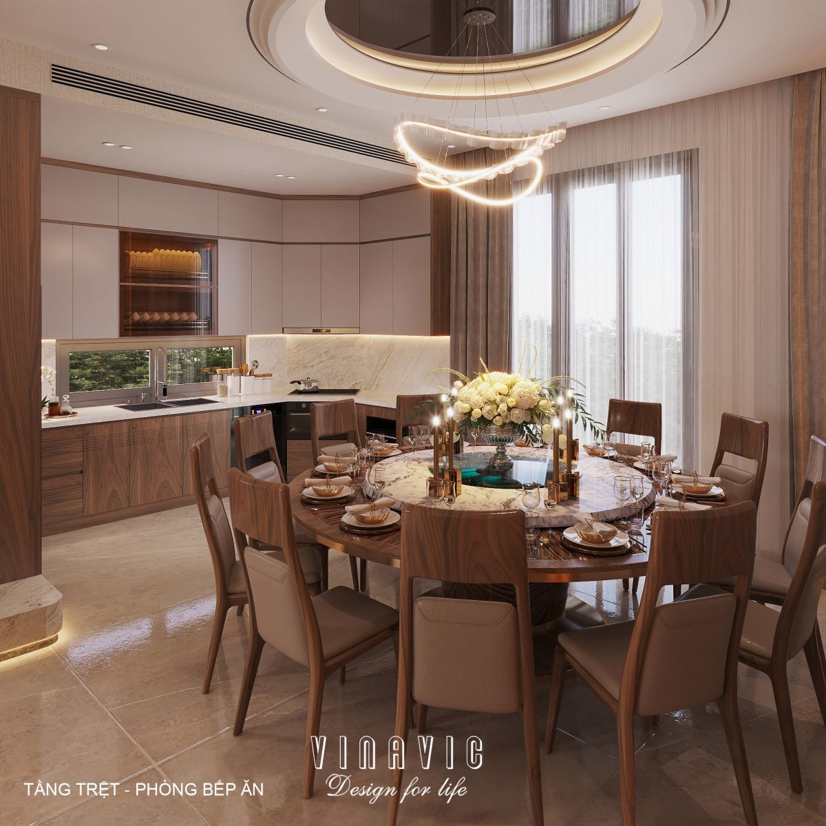 Nội thất tầng trệt phòng khách bếp biệt thự hiện đại 1 trệt 3 lầu 7x17m (CĐT Mr Minh - HCM) NT2361