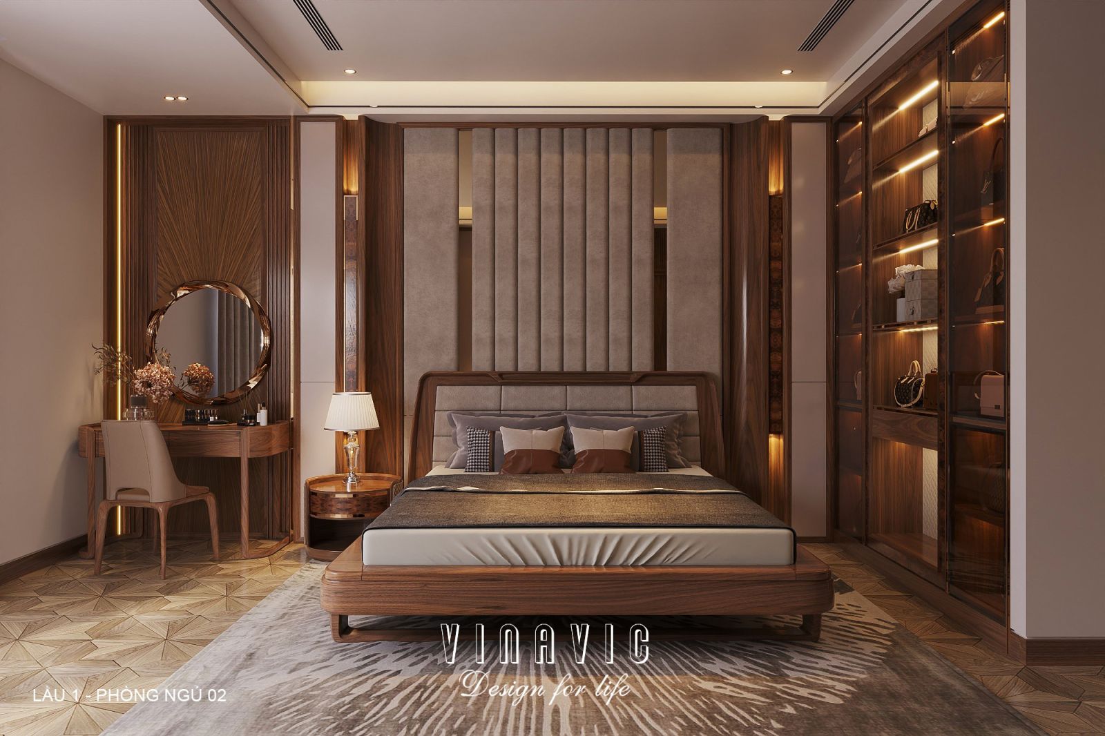 Nội thất phòng ngủ lầu 1 biệt thự hiện đại 1 trệt 3 lầu 7x17m (CĐT Mr Minh - HCM) NT2361