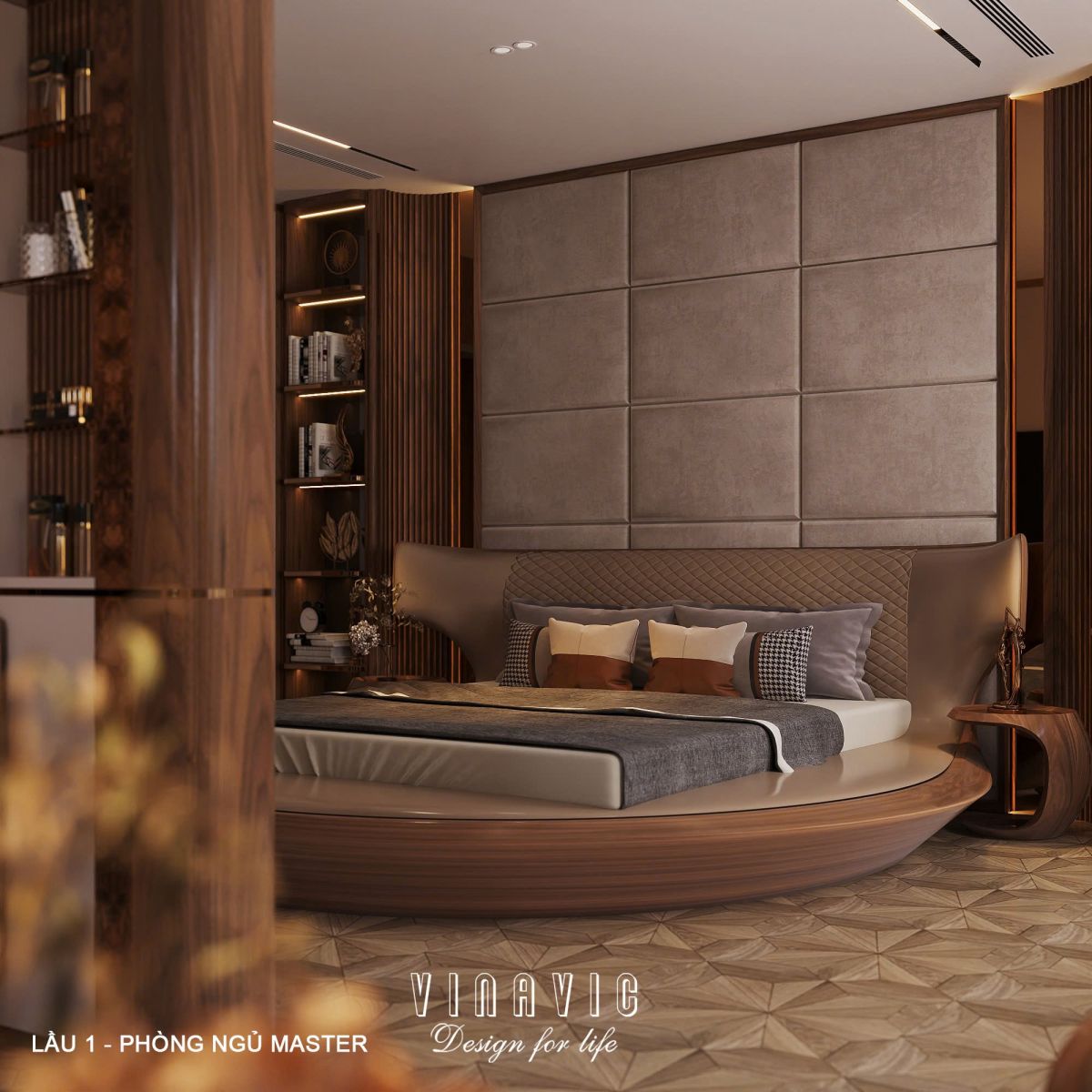 Nội thất phòng ngủ lầu 1 biệt thự hiện đại 1 trệt 3 lầu 7x17m (CĐT Mr Minh - HCM) NT2361