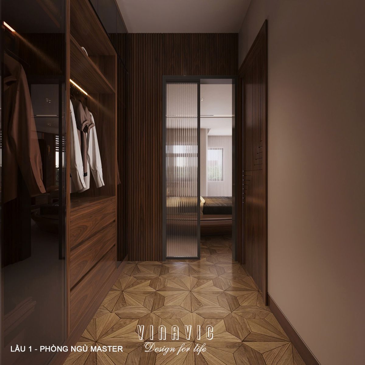 Nội thất phòng ngủ lầu 1 biệt thự hiện đại 1 trệt 3 lầu 7x17m (CĐT Mr Minh - HCM) NT2361