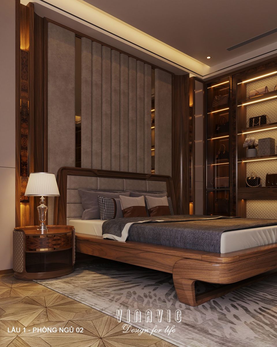 Nội thất phòng ngủ lầu 1 biệt thự hiện đại 1 trệt 3 lầu 7x17m (CĐT Mr Minh - HCM) NT2361