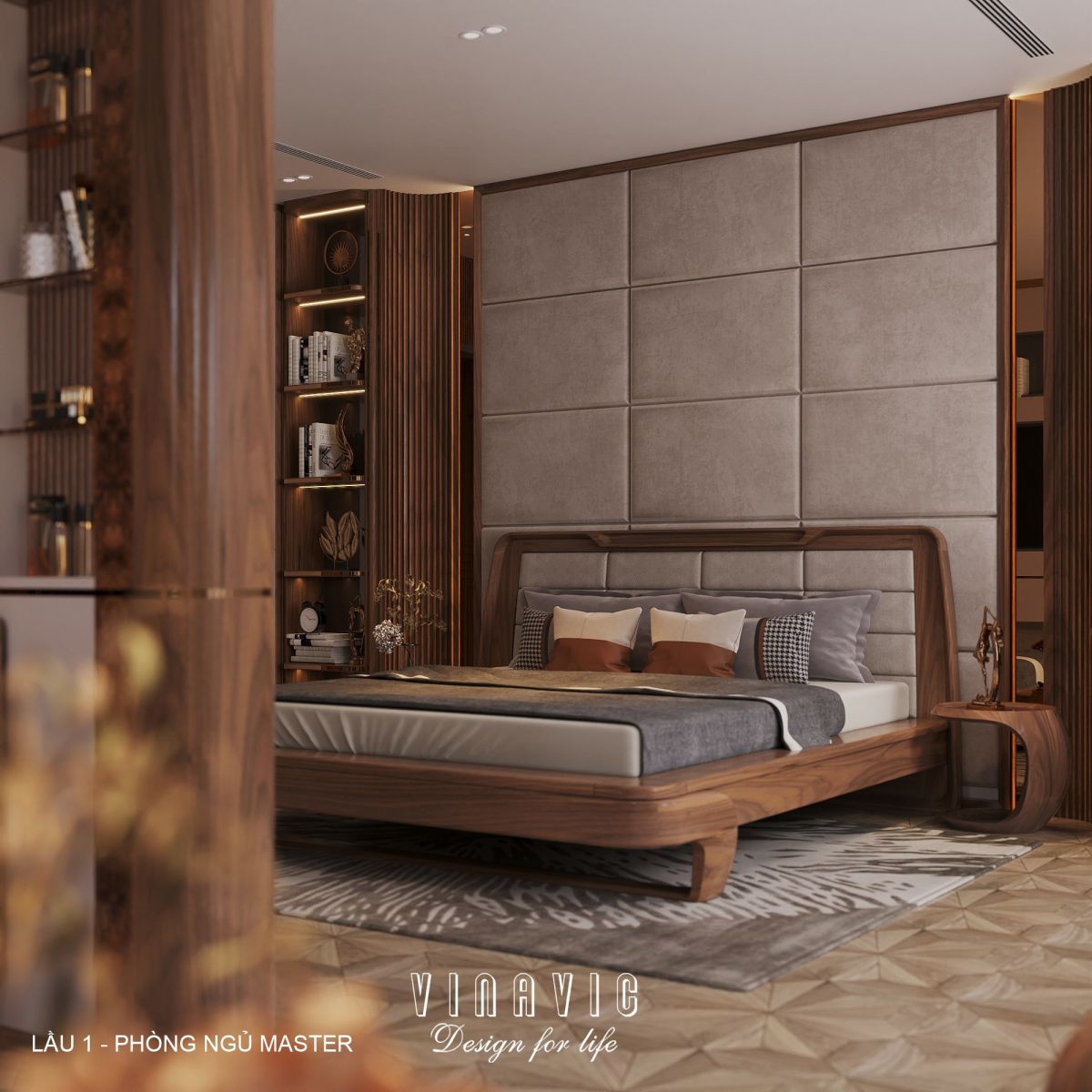 Nội thất phòng ngủ lầu 1 biệt thự hiện đại 1 trệt 3 lầu 7x17m (CĐT Mr Minh - HCM) NT2361