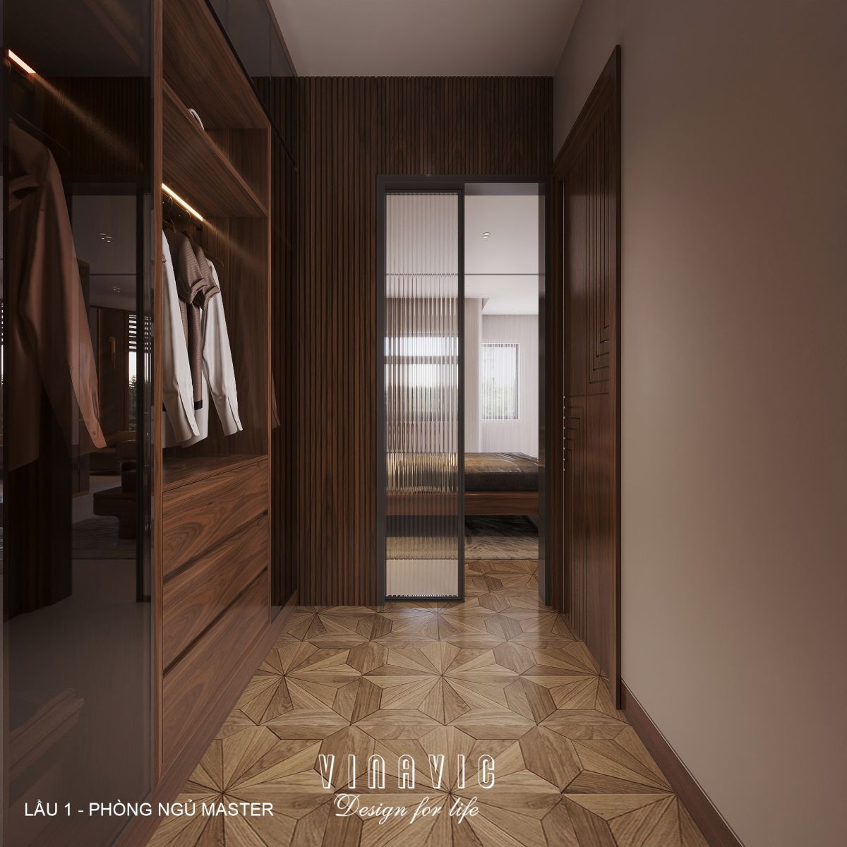 Nội thất phòng ngủ lầu 1 biệt thự hiện đại 1 trệt 3 lầu 7x17m (CĐT Mr Minh - HCM) NT2361