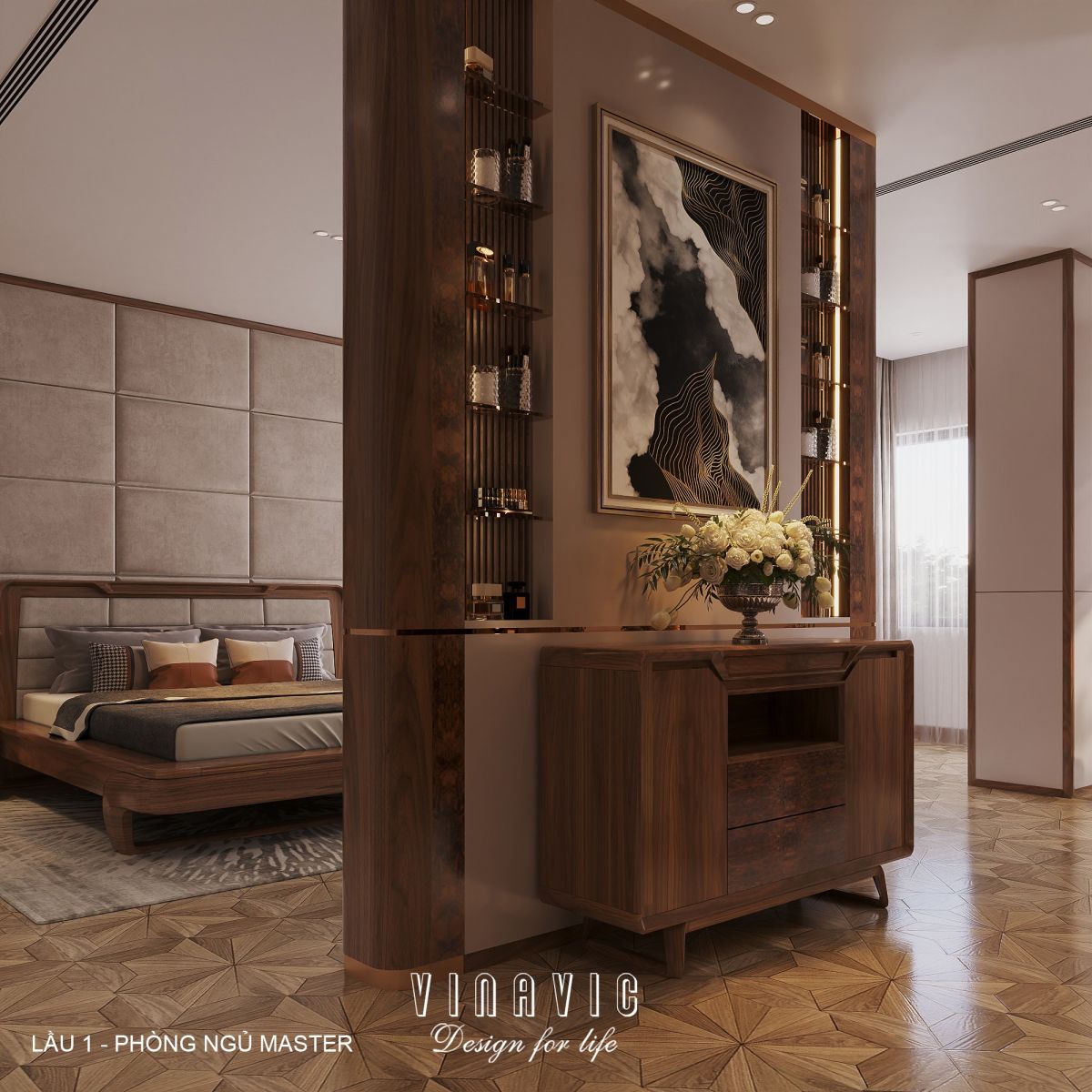 Nội thất phòng ngủ lầu 1 biệt thự hiện đại 1 trệt 3 lầu 7x17m (CĐT Mr Minh - HCM) NT2361