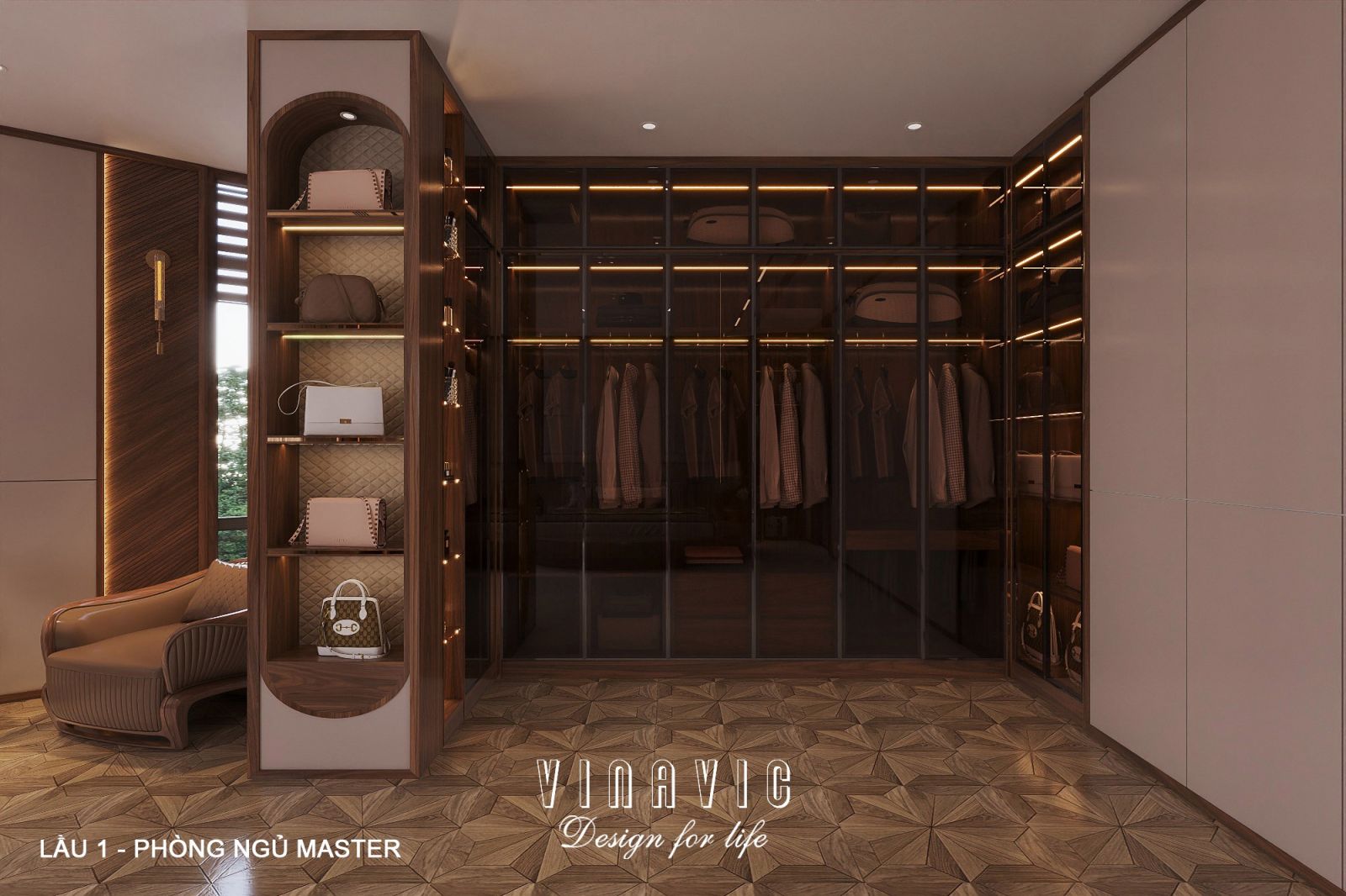 Nội thất phòng ngủ lầu 1 biệt thự hiện đại 1 trệt 3 lầu 7x17m (CĐT Mr Minh - HCM) NT2361