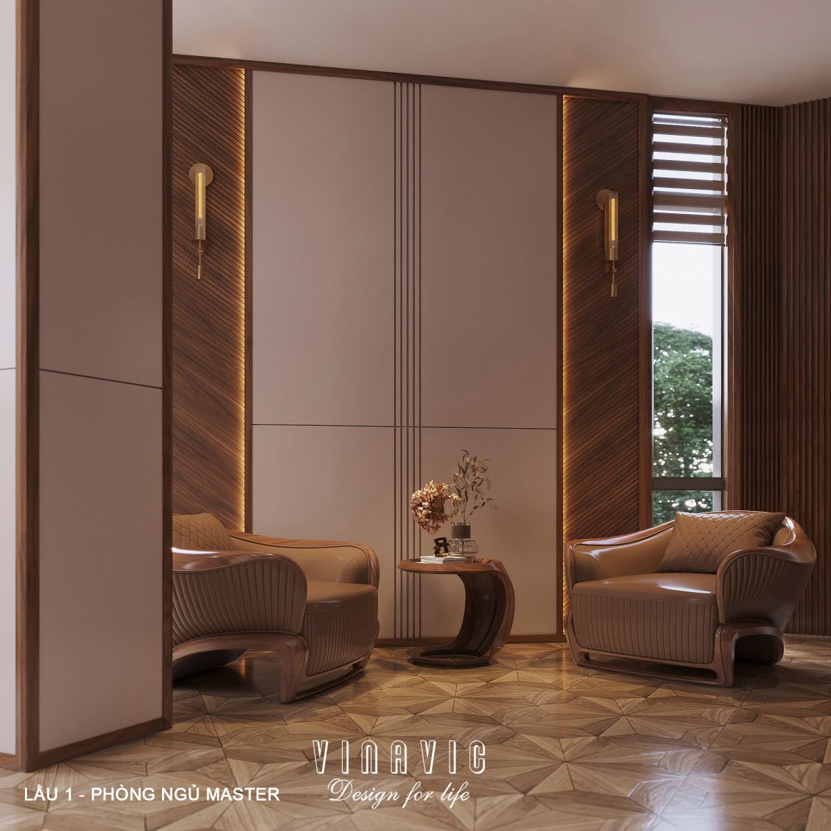 Nội thất phòng ngủ lầu 1 biệt thự hiện đại 1 trệt 3 lầu 7x17m (CĐT Mr Minh - HCM) NT2361