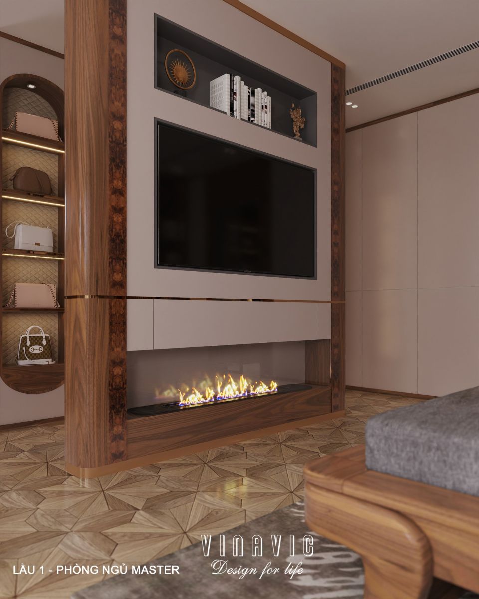 Nội thất phòng ngủ lầu 1 biệt thự hiện đại 1 trệt 3 lầu 7x17m (CĐT Mr Minh - HCM) NT2361