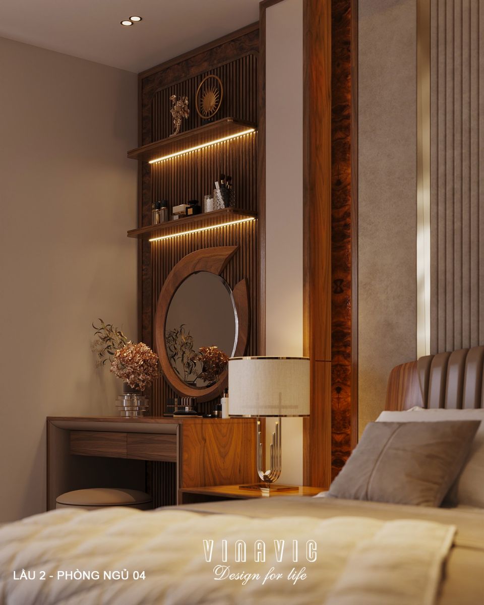 Nội thất phòng ngủ lầu 2 biệt thự hiện đại 1 trệt 3 lầu 7x17m (CĐT Mr Minh - HCM) NT2361